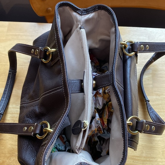 Coach purse bag F-19044 leather brown 12(14)x9x4” pre-owned - Picture 5 of 17